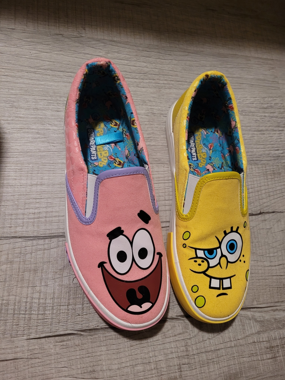 Slip-On Shoes with Cartoon Faces - Pink & Yellow
